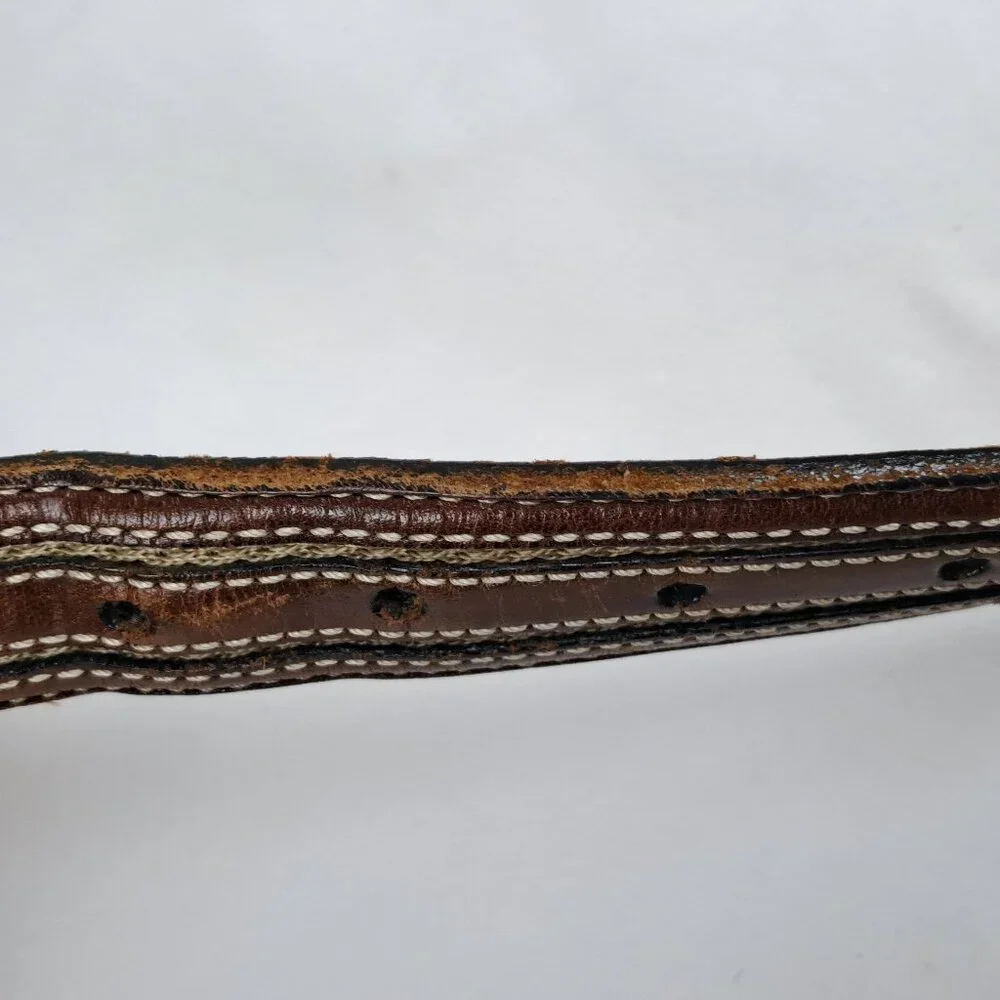 Tommy Bahama Leather & Woven Nylon Belt Size 38 Made in Spain - Picture 12 of 16